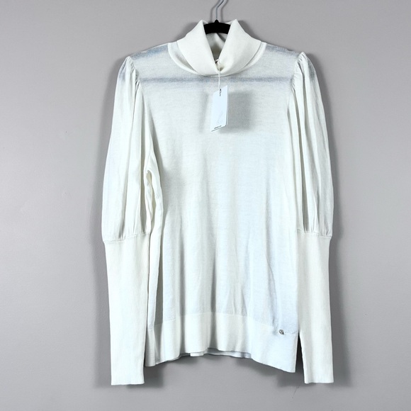 Ted Baker London Ivory Aidabel Puff Sleeve Turtleneck Sweater Size 14 - Picture 6 of 16